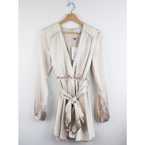 NWT Lovers + Friends Ivy Satin Dress in Champagne - Picture 4 of 8